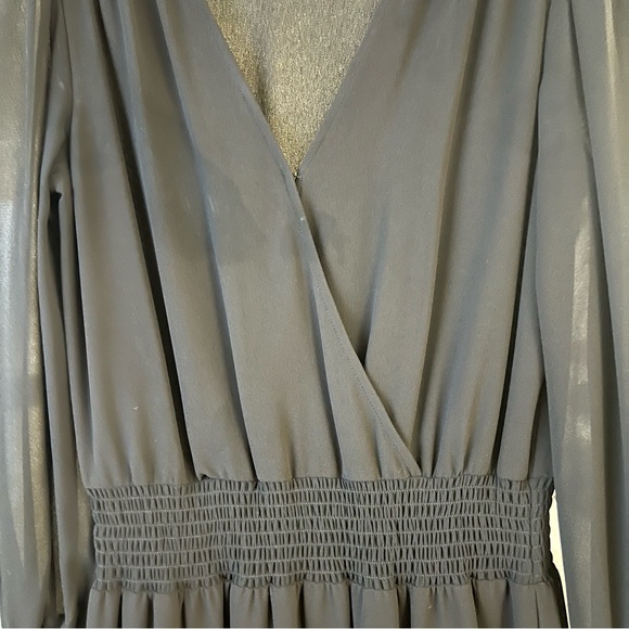 Michael Kors Black Long Sleeve Ruffle Faux Wrap Dress - Picture 5 of 7